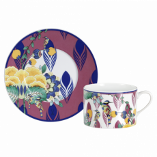 MEISSEN COLLAGE MYSTIC GARDEN CAPPUCCINO CUP WITH SAUCER