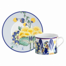 MEISSEN COLLAGE MYSTIC GARDEN COFFEE CUP WITH SAUCER