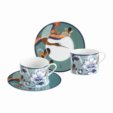 MEISSEN COLLAGE LOVE BIRDS COFFEE CUP SET