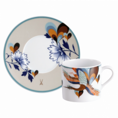 MEISSEN COLLAGE LOVE BIRDS ESPRESSO CUP WITH SAUCER
