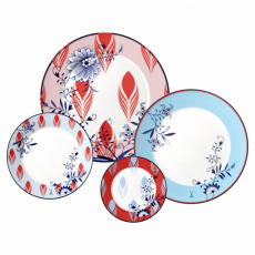MEISSEN COLLAGE BLOOMY FEATHERS PLATE SET 4PCS.