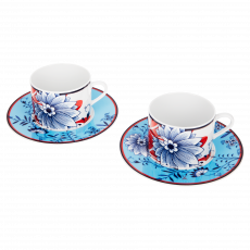 MEISSEN COLLAGE BLOOMY FEATHERS COFFEE CUP SET