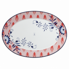 MEISSEN COLLAGE BLOOMY FEATHERS PLATTER, LARGE
