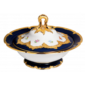 [B&X B form,royal blue/gold] Covered bowl