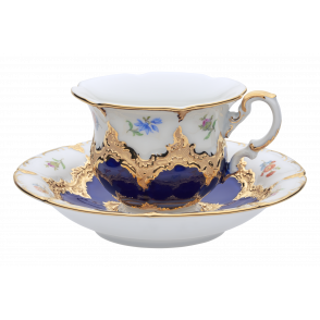 [Royal B&X B Form] royal blue Coffee Cup & Saucer Strewn flowers