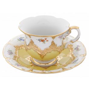 [Royal B&X B Form] yellow Coffee Cup & Saucer Strewn flowers