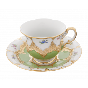 [Royal B&X B Form] light green Coffee Cup & Saucer Strewn flowers