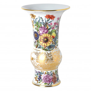 Vase, Fruits and flowers, after etchings, early style, gold decoration