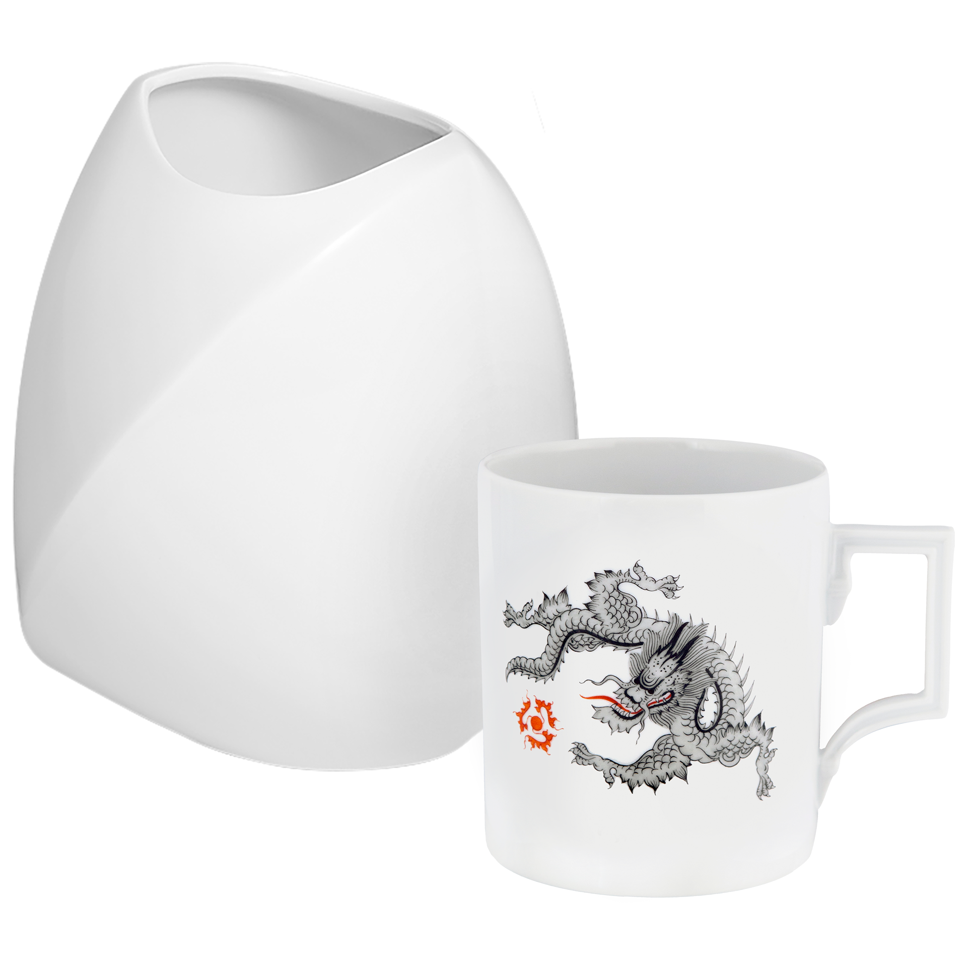 HOME OFFICE SET MUG MING DRAGON AND VASE