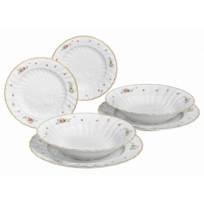 SWAN SERVICE INDIAN FLOWER BRANCH DINNER SET