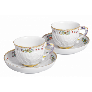 SWAN SERVICE INDIAN FLOWER BRANCH ESPRESSO SET