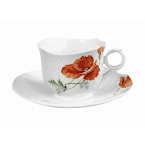 WAVES RELIEF WILD POPPY BREAKFAST CUP WITH SAUCER