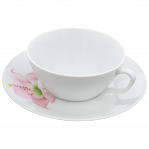 MEISSEN® COSMOPOLITAN GIANT BLOOM TEA CUP & SAUCER, HIBISCUS