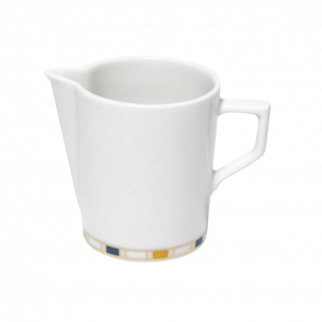 Creamer, Stripes, rim decoration, blue, yellow, gold, Shape 