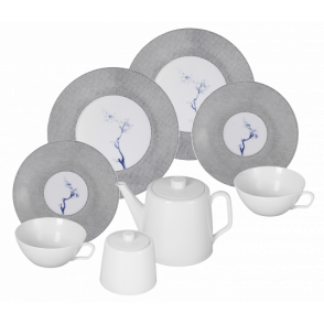 MEISSEN® COSMOPOLITAN BLUE ORCHID PLATINUM TEA SET