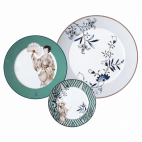 MEISSEN COLLAGE NOBLE CHINESE PLATE SET 3PCS.