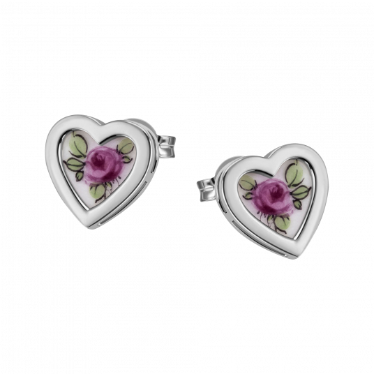 HEART EARRINGS STUDS "ROSE"